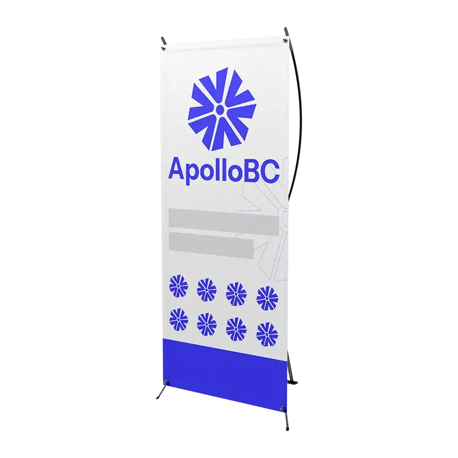 X-frame banner printing and design for promotional display by ApolloBC.
